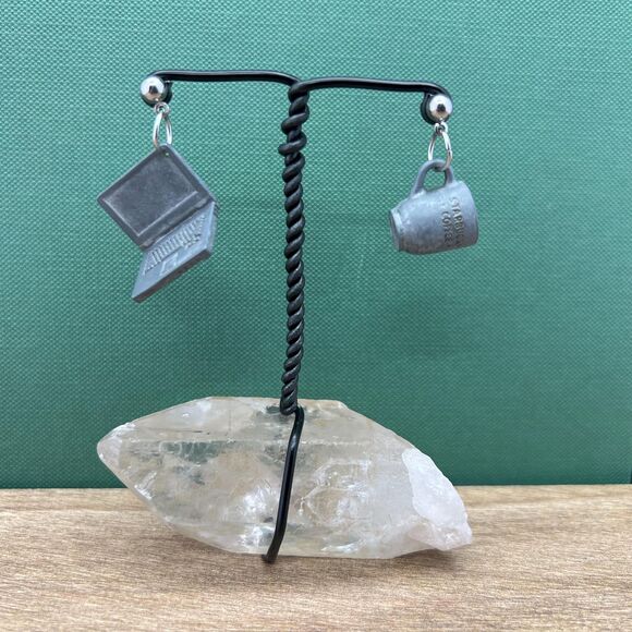 Upcycled Game Piece Earring-Hypoallergenic-Whimsy Dangle, Eco-Friendly, Handmade - Picture 2 of 7